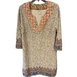 Lucky Brand Dashiki Shift Sequin Embroidered Tribal Ethnic Dress Size Large